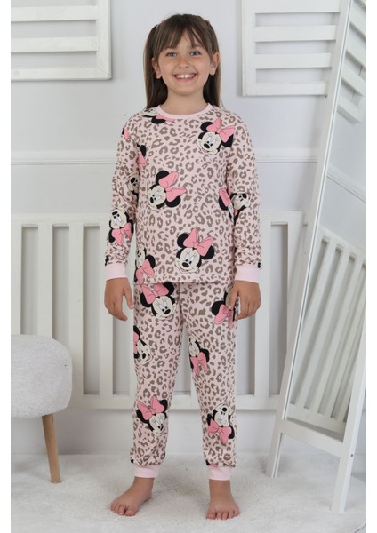 Leopar Desenli Minnie Mouse Kız Çocuk Pijama Takımı indirimleri