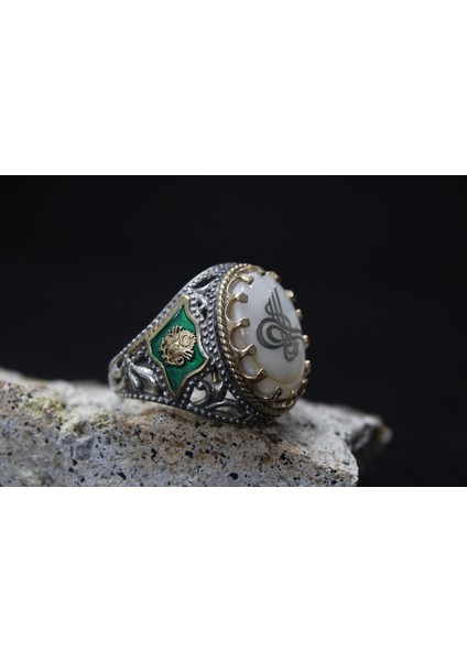 Osmanlı Bayraklı 925 Ayar Erkek Gümüş Yüzük modelleri