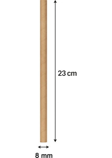 Kraft Kağıt Pipet 8mm x 23CM 50 Adet