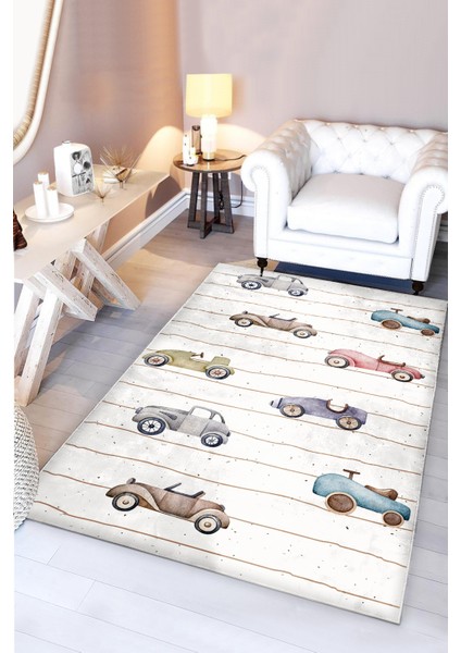 Sevimli Arabalar Bambu Bebek Çocuk Halısı