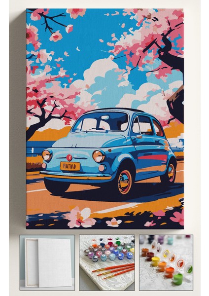 Sayılarla Boyama Çerçeveli Hobi Seti Numaralı Tuval Fırça Boya Dahil Kasnaklı 40X50 cm 500L