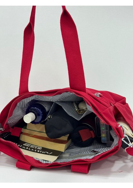 Kadın Büyük Boy Bölmeli Suya Dayanıklı Paraşüt Kumaş Çapraz ve Omuz Askılı Çanta