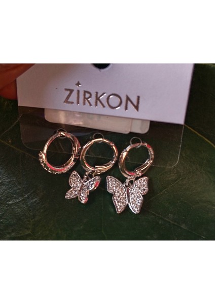 Gümüş Renk Lüks Gösterişli Figürlü Üçlü Küpe