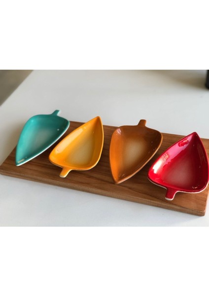 Renkli 4'lü Tahta Çerezlik Seti, Şık ve Kullanışlı Ev Dekoru Ürünü