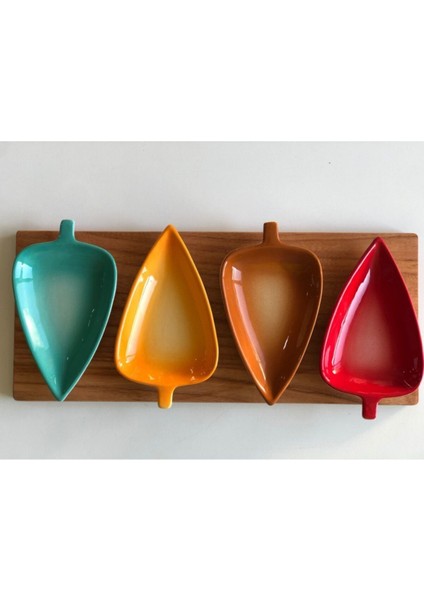 Renkli 4'lü Tahta Çerezlik Seti, Şık ve Kullanışlı Ev Dekoru Ürünü fiyatları