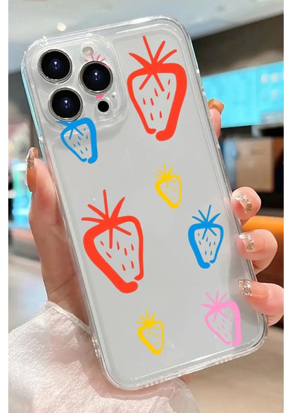 Iphone 15 Pro Max Uyumlu Desenli Lüx Şeffaf Silikon Kılıf MNL14 modelleri