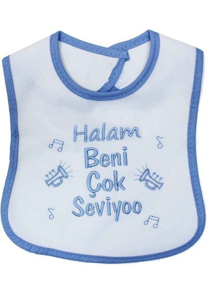 Erkek Bebek Halam Beni Çok Seviyooo Nakışlı Mavi Su Geçirmez Önlük fiyatları
