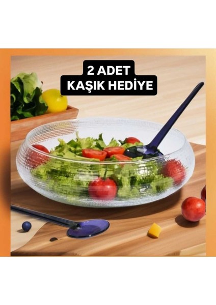 Beyaz 30 cm Cam Salata ve Meyve Kasesi, Şık ve Kullanışlı Yemek Kabı