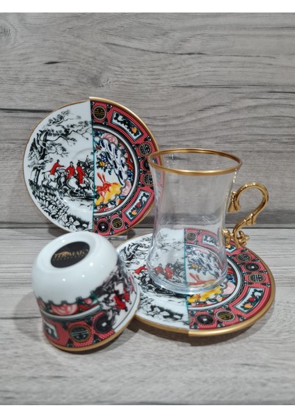 18 Parça 6 Kişilik Çay ve Türk Kahvesi Fincanı Takımı Mrt Serisi