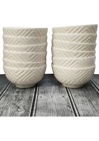 El Yapımı Ekru Seramik Kahvaltı ve Çerezlik Kase Seti, 12 Adet fiyatları