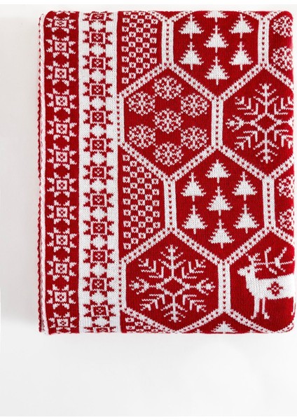 Yılbaşı Desenli Kırmızı Battaniye 130X170, Sıcak ve Rahat Uyku Için Ideal