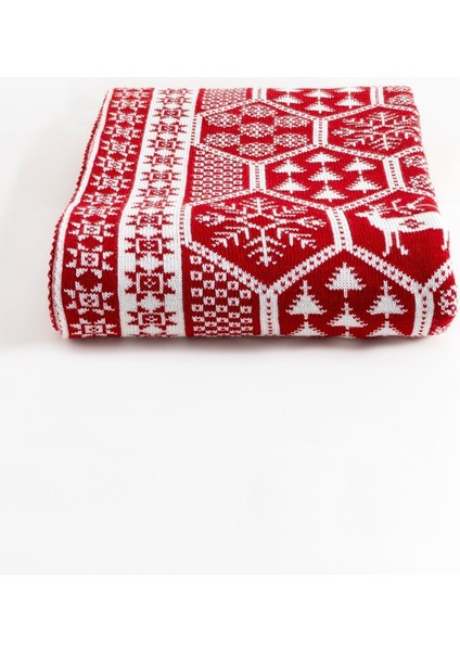 Yılbaşı Desenli Kırmızı Battaniye 130X170, Sıcak ve Rahat Uyku Için Ideal fiyatları