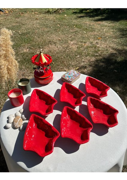 Kırmızı Yılbaşı Temalı Çerezlik 6'lı, Şık ve Renkli Aksesuar Seti