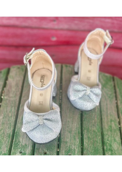 Kız Çocuk Topuklu Ayakkabı, Simli Fiyonklu Topuklu Ayakkabı fiyatları