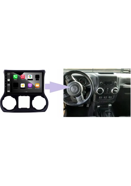 Jeep Wrangler-Rubicon 2k Çözünürlükte Ekran Android 15 Multimedya Sistemi 8+256 Myway (2011-2014)