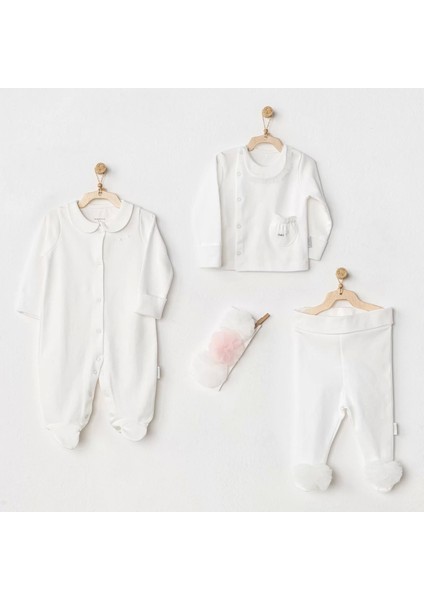 Petit Love Newborn Tüllü 4 Parça Set Ekru