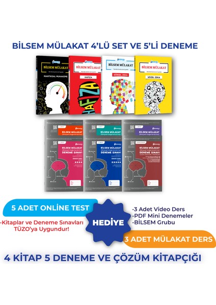 Tüm Sınıflar Için Bilsem Mülakat 4'lü Set ve 5'li Deneme