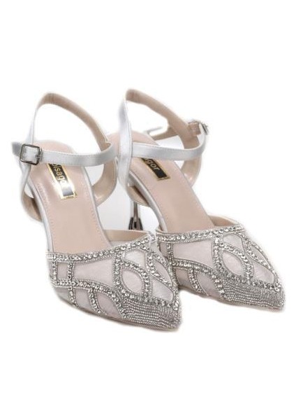 PS-33350 8,5 cm Topuklu Kadın Taşlı Arkası Açık Stiletto Abiye Ayakkabı fiyatları