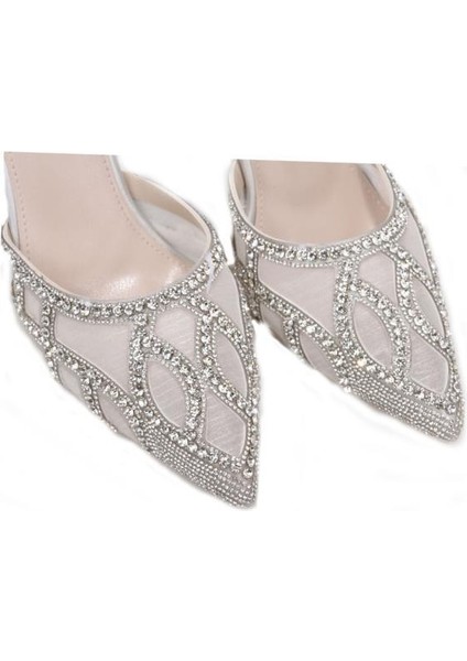 PS-33350 8,5 cm Topuklu Kadın Taşlı Arkası Açık Stiletto Abiye Ayakkabı modelleri
