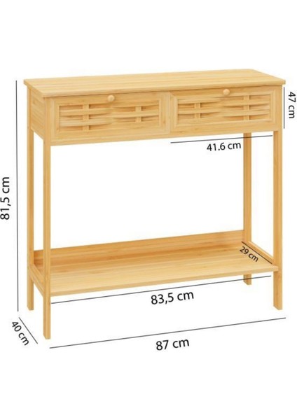 Bambu Dekoratif Raflı 2 Çekmeceli Dresuar Konsol DB-0012 indirimleri