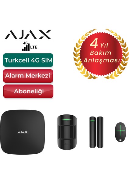 4g Sim Kartlı Alarm Seti 2 Dedektörlü Sistem – 1 Adet Manyetik ve 1 Adet Hareket Dedektörü - Siyah