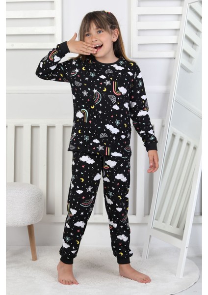 Cute Dreams Pattern Uzun Kollu Kız Çocuk Pijama Takımı