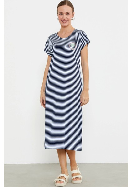 Sementa 77489 Nakış Detaylı Marine Penye Elbise modelleri