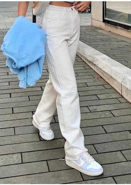 Kadın Beyza Iç Göstermez Yüksel Bel Palazzo Jeans Likralı Pantolon modelleri