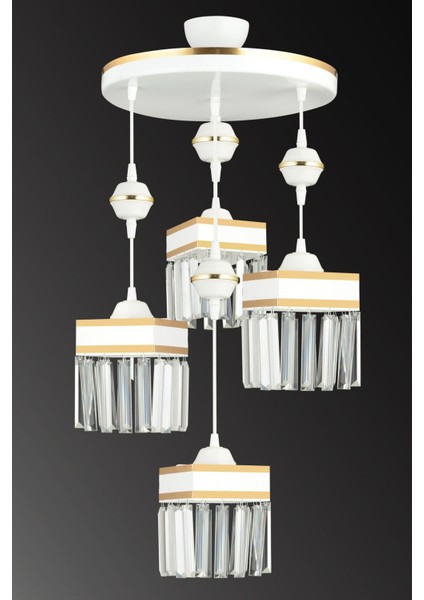 Şık Beyaz Sarkıt Tepsi Seti, Kristal Taşlı ve Sarı Şeritli Kare Tasarım modelleri