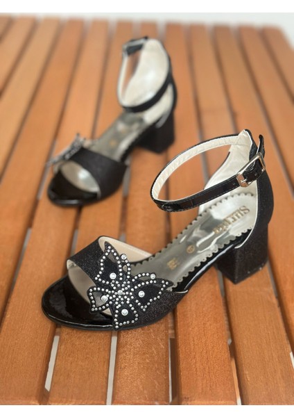 Kız Çocuk Topuklu Ayakkabı, Kelebek Detaylı Topuklu Ayakkabı