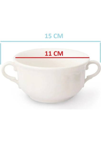 Beyaz 11 cm Çift Kulplu Porselen Çorba Kasesi, 4 Adet, Şık ve Kullanışlı Tasarım modelleri
