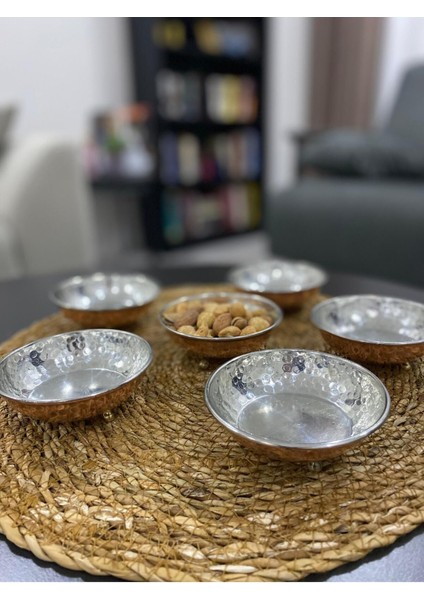 6'lı Ayaklı Bakır Çerezlik ve Sunum Seti, 9x3,5 Cm, Şık ve Kullanışlı Ürün