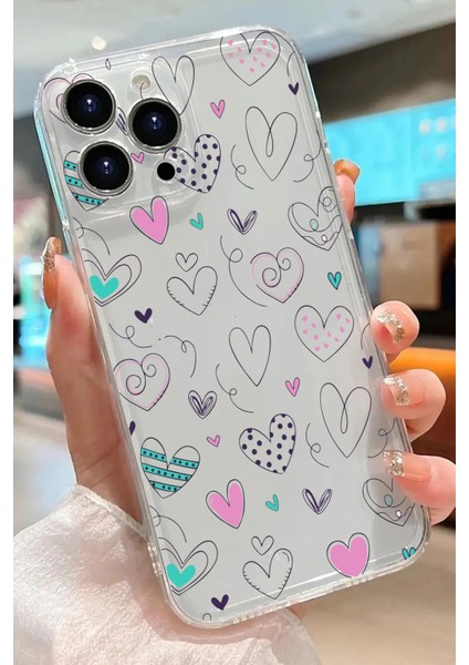 Iphone 14 Pro Max Uyumlu Desenli Lüx Şeffaf Silikon Kılıf Mnl3