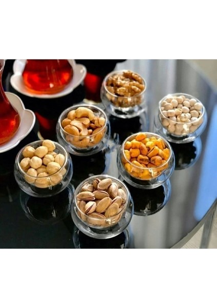 6'lı Turuncu Çift Çidarlı Mini Sunumluk, Şık ve Kullanışlı Kahvaltılık Seti