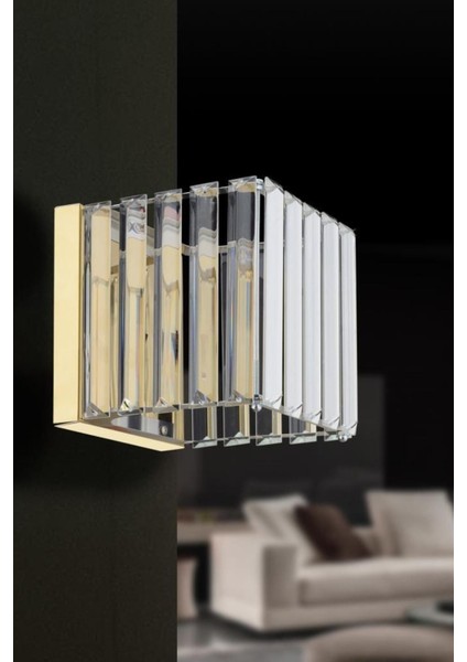 Şık Renkli Ledli Kare Altın Aplik, Modern ve Zarif Dekorasyon Parçası