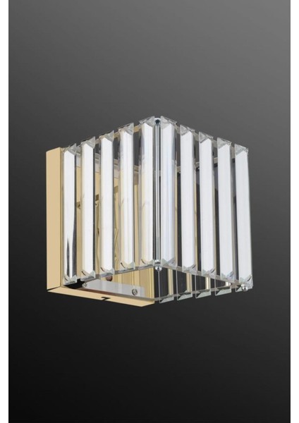 Şık Renkli Ledli Kare Altın Aplik, Modern ve Zarif Dekorasyon Parçası