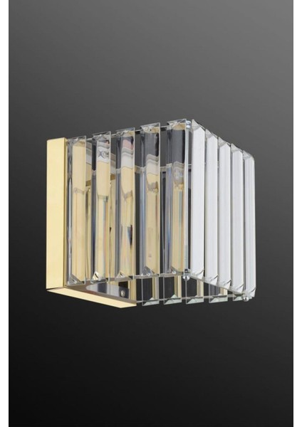 Şık Renkli Ledli Kare Altın Aplik, Modern ve Zarif Dekorasyon Parçası