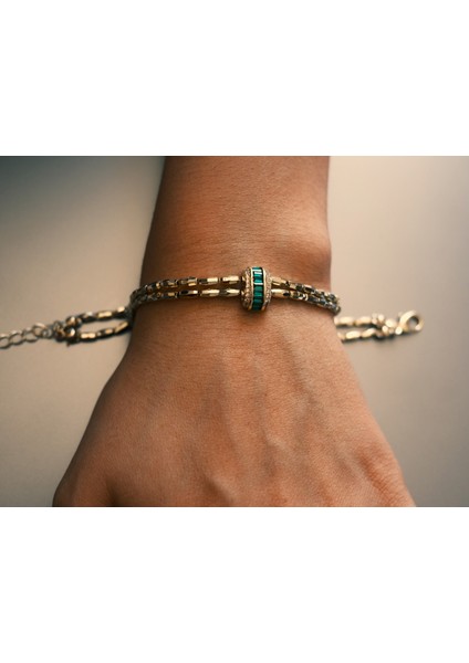 Saaden Gold Çift Yol Çelik Tasarım Bileklik