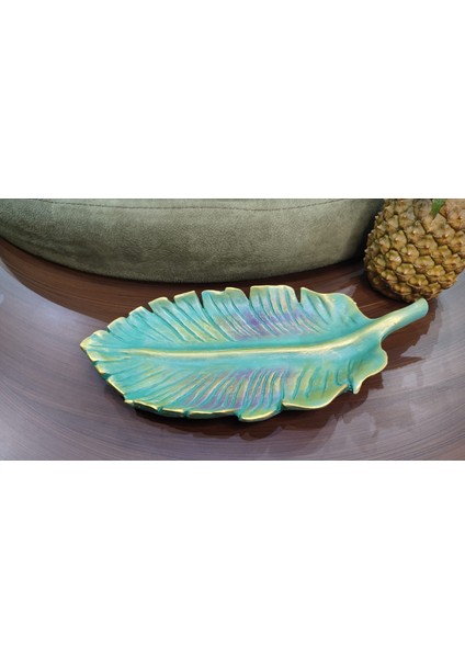 Tropikal Yaprak Tabak ( Polyester 43 Cm- 19 cm )