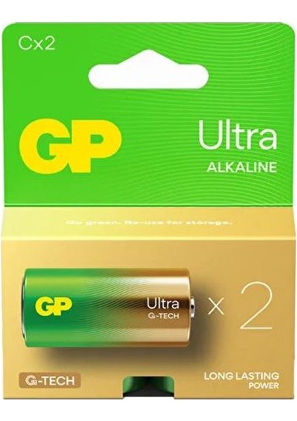 G-Tech LR14 Orta Boy Ultra Alkalin Pil 2'li Paket GP14AU-U2 C Boy