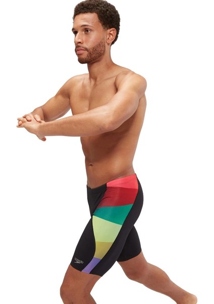 Placement Digital V-Cut Jam-Mer Erkek Yüzücü Mayosu Siyah-Renkli modelleri