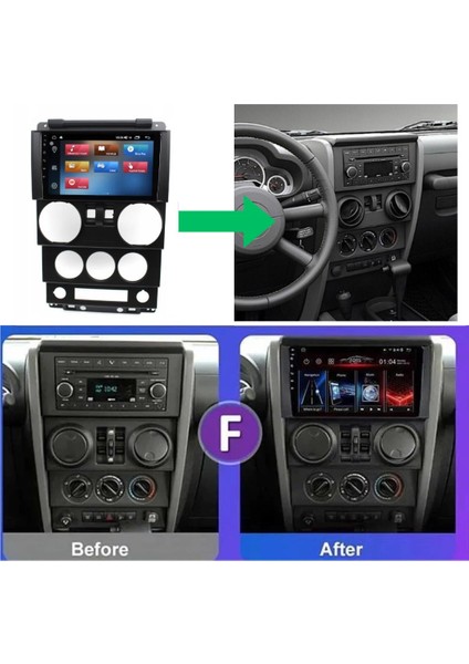 Jeep Wrangler 2k Çözünürlükte Ekran Android 15 Multimedya Sistemi 8+256 Myway (2007-2010)