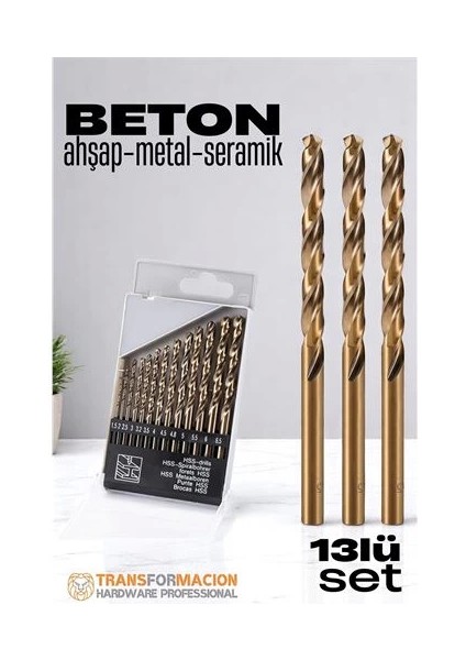 Bx Beton Matkap Ucu Seti- Çelik Beton Metal Ahşap Matkap 13 Lü Set