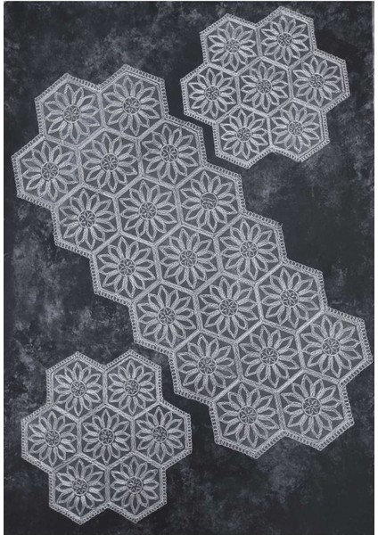 Renkli 3 Parça Salon Sehpa Takımı ve Masa Örtüsü Seti