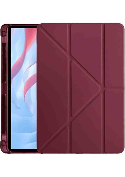 Honor Pad X9A Uyumlu 11.5" Fuchsia Trifolding Kalem Bölmeli Standlı Tablet Kılıfı