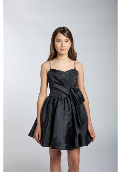 Kız Çocuk/genç Yeni Model Kumaş Tam Kalıp Kısa Abiye Elbise 5554