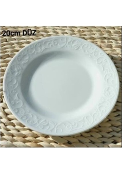 Bahar Düz Tabak 20 cm 6'lı, Beyaz, Şık ve Dayanıklı, Ev ve Davetler Için Ideal