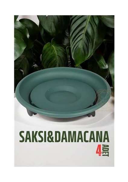 Bx Tekerlekli Saksı Altığı 4 Adet 37 cm Yeşil