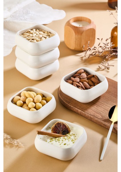 Beyaz Seramik 3'lü Kare Çerez Tabağı, Sunum ve Servis Için Ideal.