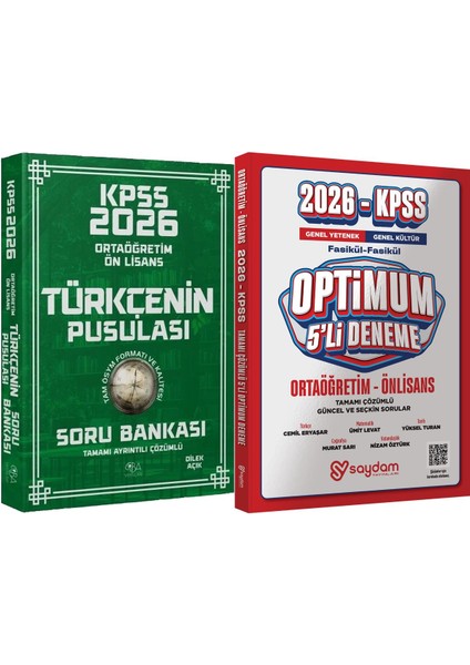 2026 Kpss Ortaöğretim Ön Lisans Türkçenin Pusulası Soru Bankası - Optimum 5 Deneme